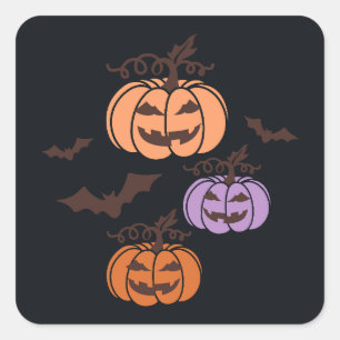 Adesivo Quadrado Spooky Pumpkins Trio Halloween Jack-o’Lantern