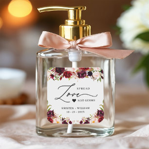 Adesivo Quadrado Spread Love Burgundy Red Floral Casamento Sanitize