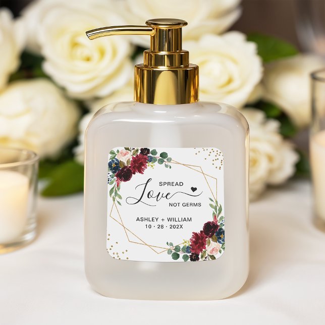 Adesivo Quadrado Spread Love Dourado Burgundy Marinho Floral Saniti (Criador carregado)