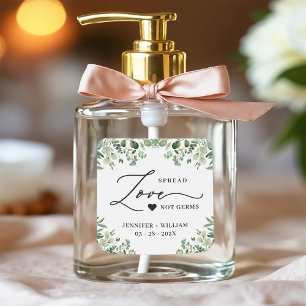 Adesivo Quadrado Spread Love Greenery Eucalyptus Wedding Sanitizer