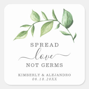 Adesivo Quadrado Spread Love Não Germs Rustic Greenerice Weds