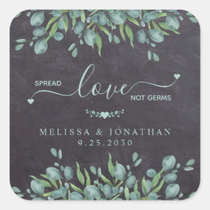 Adesivo Quadrado Spread Love Not Germs Rustic Eucalyptus Weding