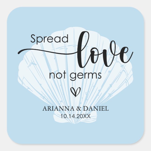 Adesivo Quadrado Spread Love Not Germs Wednitizer Mão Sanitizer (Frente)