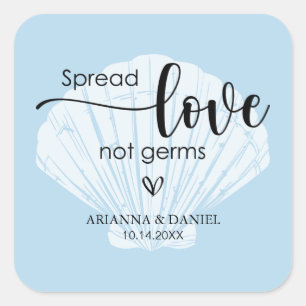 Adesivo Quadrado Spread Love Not Germs Wednitizer Mão Sanitizer