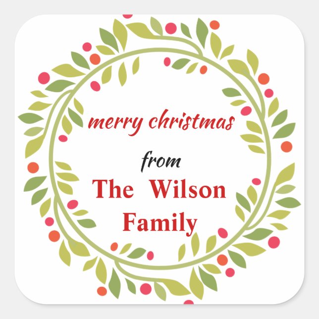 Adesivo Quadrado Sprigs Wreath Christmas (Frente)