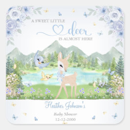 Adesivo Quadrado Spring Bloom and Butterflies Deer Baby Shower