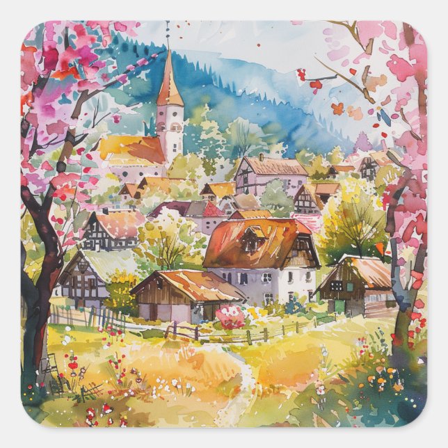 Adesivo Quadrado Spring Village (Frente)