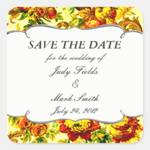 Adesivo Quadrado Springtime Weding Save The Date Stickers