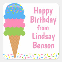 Sprinkles Sorvete Cone Stickers Personalizados