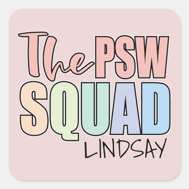 Adesivo Quadrado SQUAD PSW Personalizado (Frente)