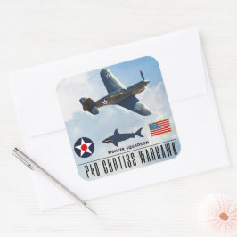 ADESIVO QUADRADO SQUADRON DE BRIGA DE WARHAWK P-40 CURTISS