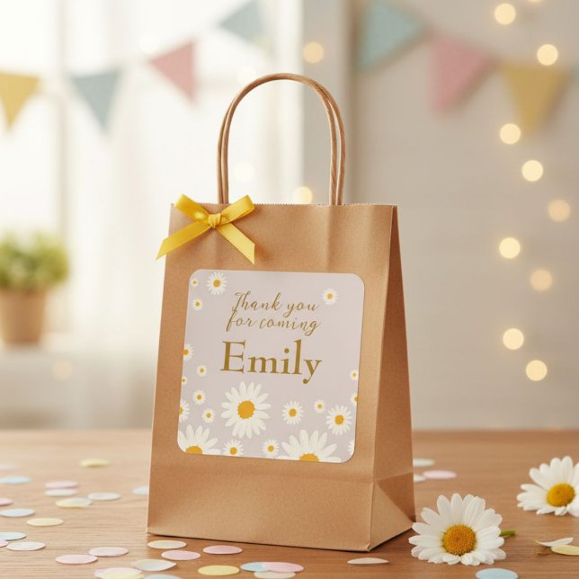 Adesivo Quadrado Square birthday labels for Daisy / "Thank you"  (Criador carregado)