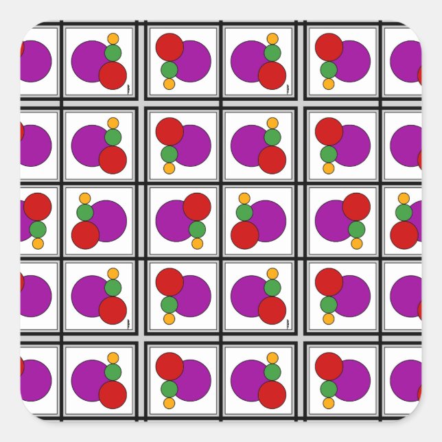 Adesivo Quadrado Squares and Circles Abstract (Frente)