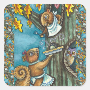 ADESIVO QUADRADO SQUIRRELS E OBRIGAÇÃO DE OWL, PEDAÇO DE ACORNA HOM