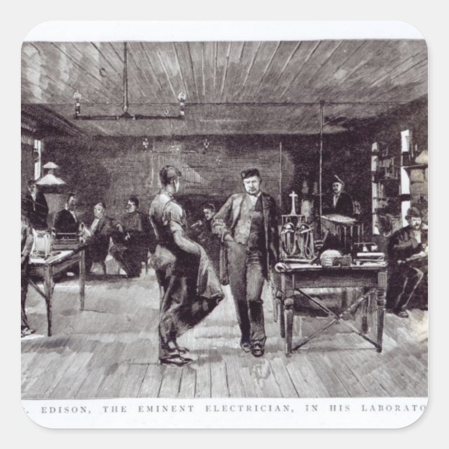 Adesivo Quadrado Sr. Edison , O Eminente Eletrônico (Frente)