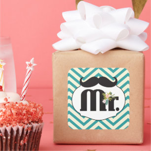 Adesivo Quadrado Sr. Mustache - Padrão do Hipster