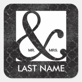 Adesivo Quadrado Sr. & Sra. Ampersand Black Glitter Sticker