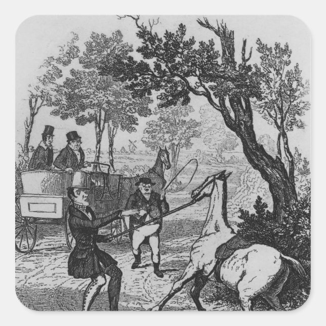 Adesivo Quadrado Sr. Winkle e Sr. Pickwick tentando controlar (Frente)