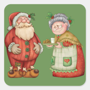 Adesivo Quadrado Sra. Claus Leite Biscoito do papai noel