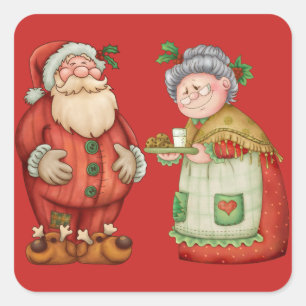 Adesivo Quadrado Sra. Claus Leite Biscoito do papai noel