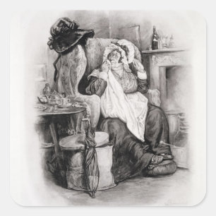 Adesivo Quadrado Sra. Gamp, 'de Charles Dickens: Uma bisbolhetice