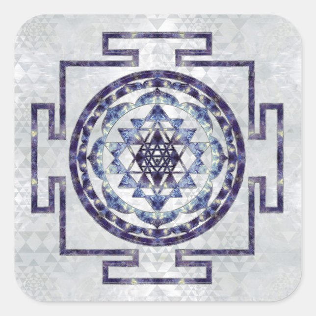 Adesivo Quadrado Sri Lanka/Sri Chakra Gemstone e pérola (Frente)