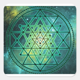 Adesivo Quadrado Sri verde Mystical Yantra
