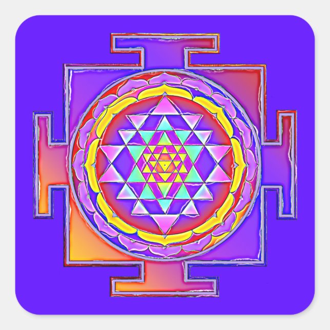 Adesivo Quadrado Sri Yantra - Símbolo hinduísmo Design 1 (Frente)