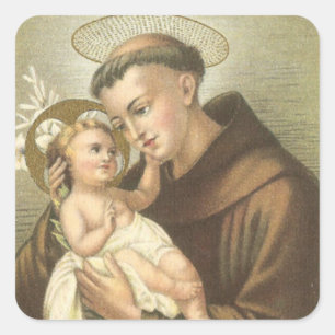 Adesivo Quadrado St Anthony de Pádua com bebê Jesus