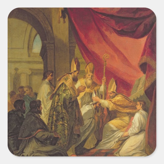 Adesivo Quadrado St Augustine ordenou como o Bishop (Frente)
