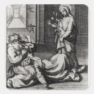 Adesivo Quadrado St. Catherine que Exorcising um demónio de uma