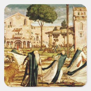 Adesivo Quadrado St Jerome e leão no monastério, 1501-09
