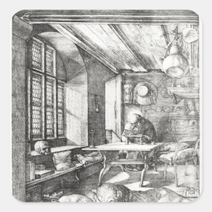 Adesivo Quadrado St Jerome em seu estudo, 1514