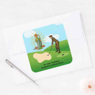 Adesivo Quadrado St. Judas Tadeu & Golfista em Pânico