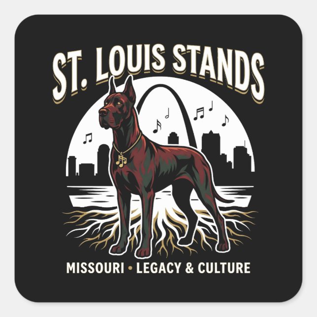Adesivo Quadrado St. Louis Stands Great Dane Cultural Legacy Art (Frente)
