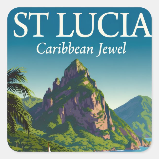Adesivo Quadrado St Lucia Caribbean Jewel  (Frente)