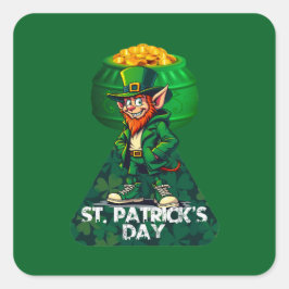 Adesivo Quadrado St Patrick’s Day Pot of Gold - Autocolante
