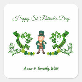 Adesivo Quadrado St Patricks Leprechaun Butterfly Lucky Shamrocks