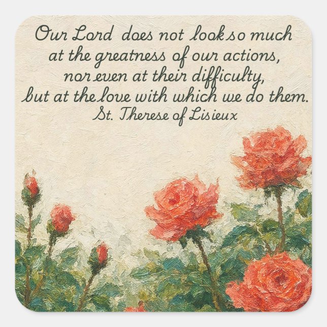 Adesivo Quadrado St. Therese of Lisieux Quote Sticker  (Frente)