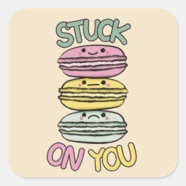 Adesivo Quadrado Stack of Cute Kawaii Macarons