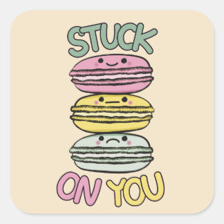 Adesivo Quadrado Stack of Cute Kawaii Macarons