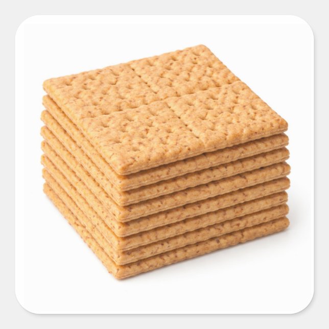 Adesivo Quadrado Stack of Graham Crackers on White Sticker (Frente)
