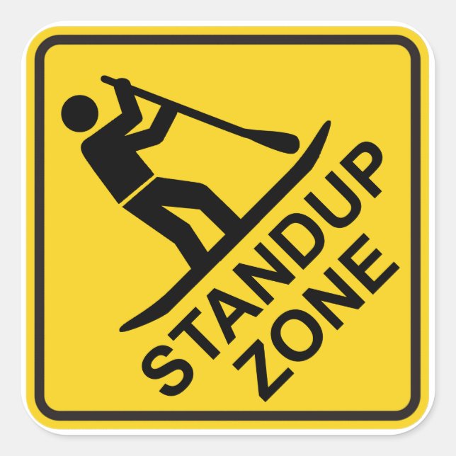Adesivo Quadrado Standup Paddleboard Zone Road Sign (Frente)