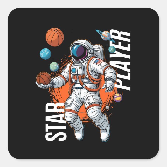 Adesivo Quadrado Star Player - Space Basball Vibes Baby Bib (Frente)