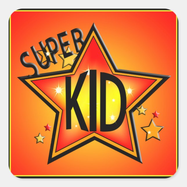 Adesivo Quadrado Star Super Kid Stickers (Frente)