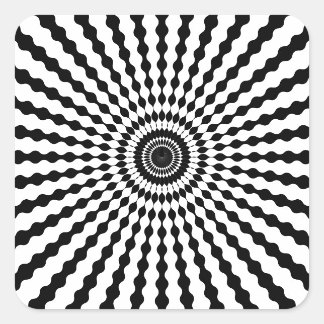 Adesivo Quadrado Starburst, Preto E Branco (Frente)