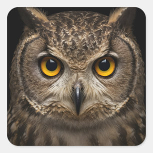 Adesivo Quadrado Stare of the Excelente Horned Owl