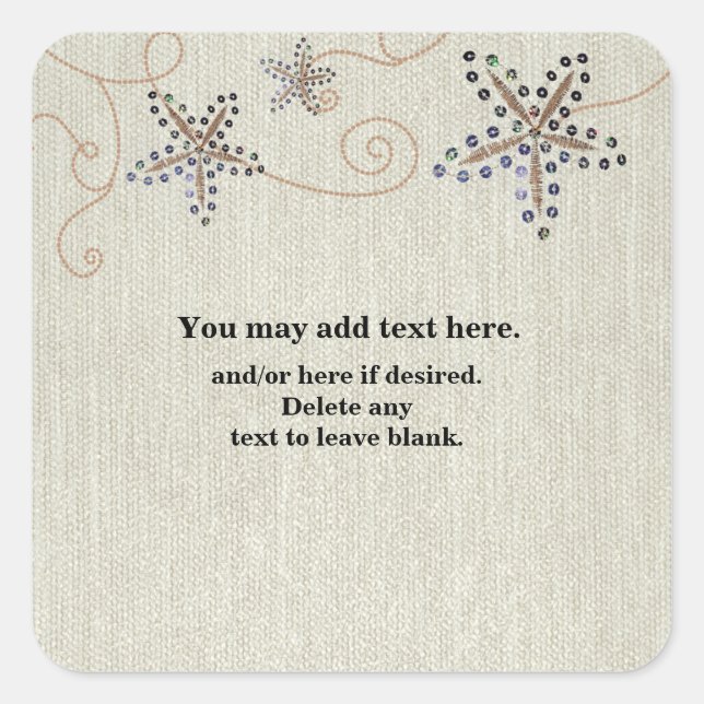 Adesivo Quadrado Starfish Elegance Beach Weding Sticker (Frente)