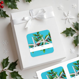 Adesivo Quadrado Starfish n Holly Christmas Gift Stickers Aqua