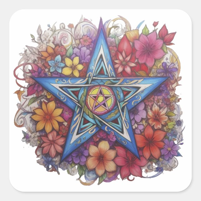 Adesivo Quadrado Starry Floral Radiance (Frente)